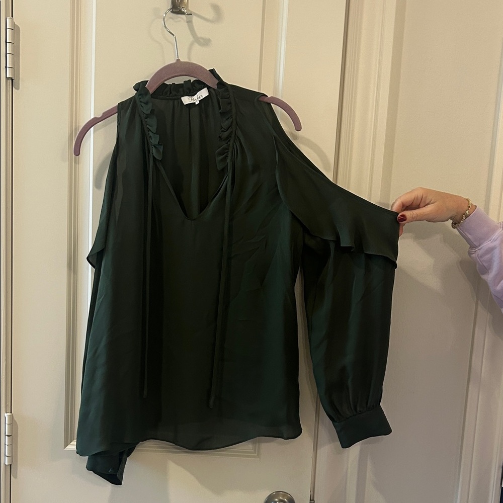 Like new Parker Green Cold Shoulder Blouse